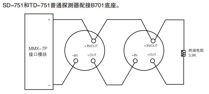 JTW-BCD-TD751普通非编址感温山西探测器接线图